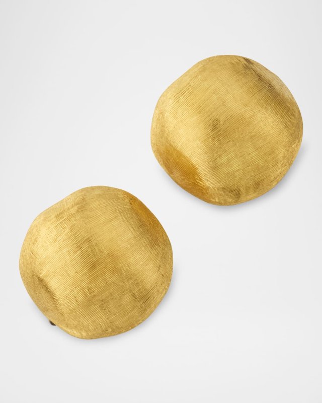 18K Yellow Gold Engraved Stud Earrings